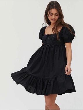 Urban Outfitters Black Puff-Sleeve Mini Dress Size M